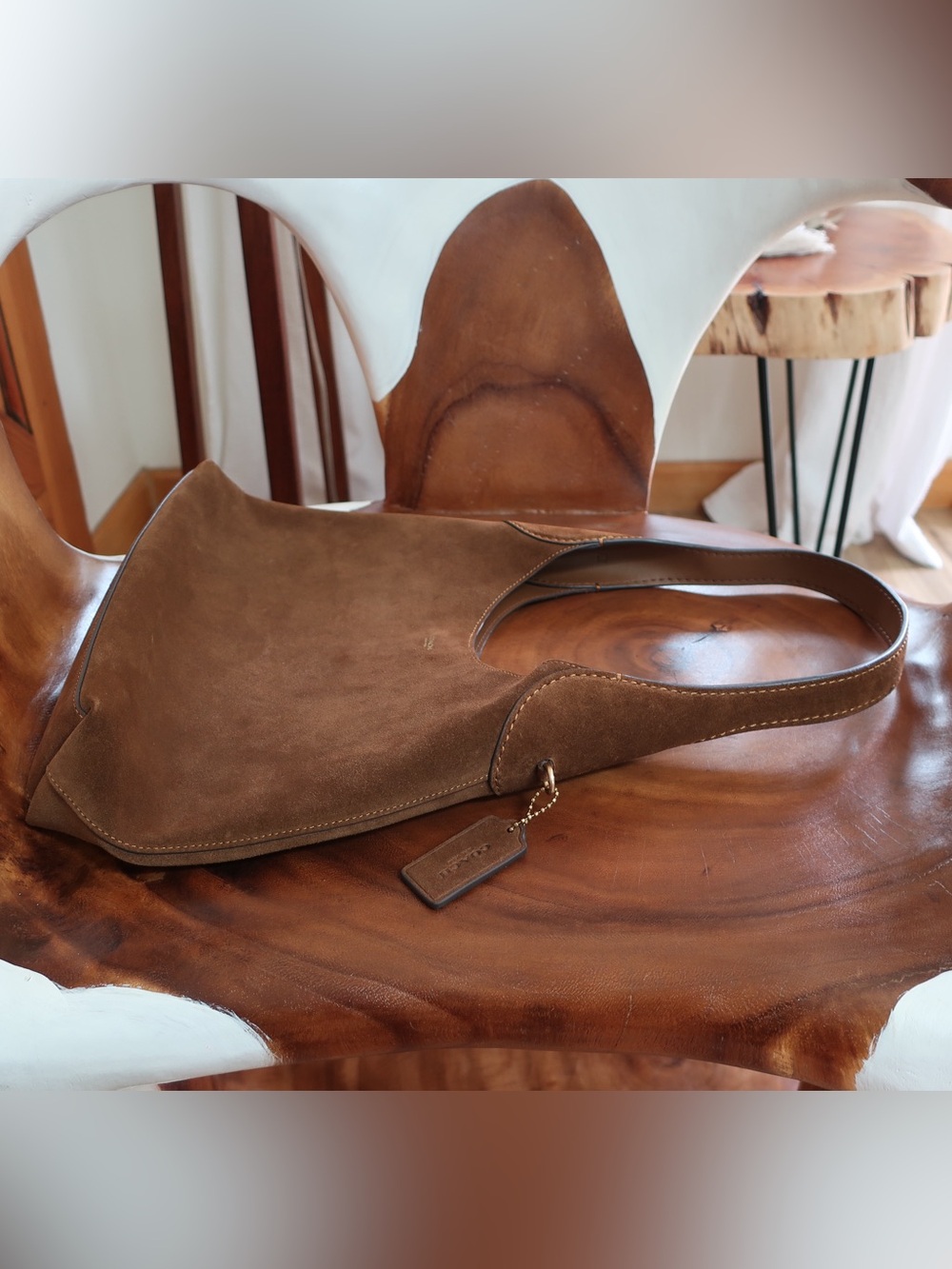 COACH Brown Suede Shoulder Hobo Bag - Picture 6 of 16